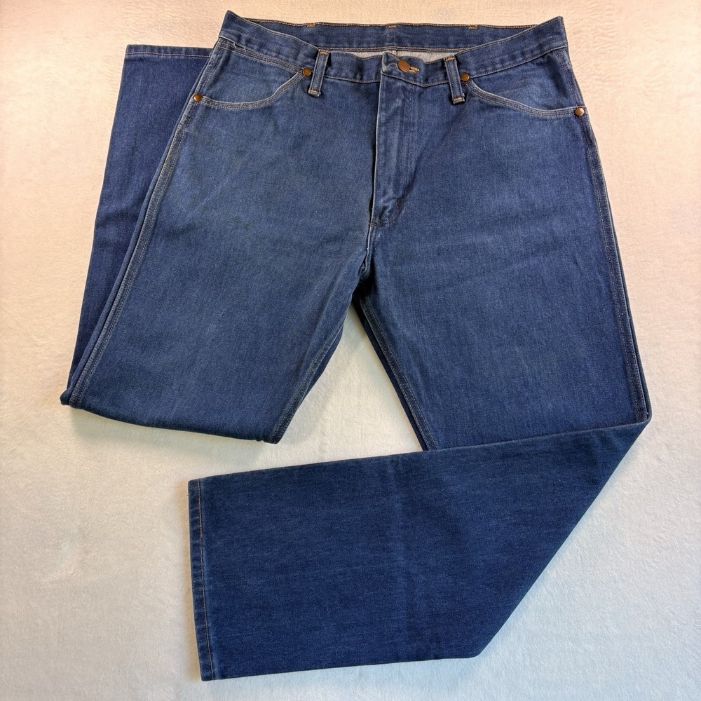 Vintage Wrangler 910DEN USA made Jeans Mens 36x30 Western Cowboy Full Fit Dark